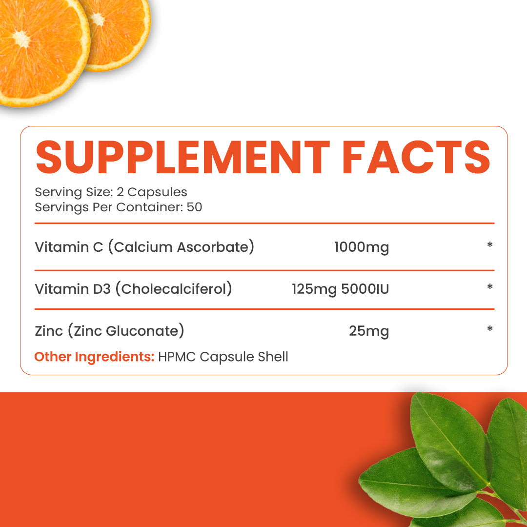 Vitamin Complex w/ D3, C, and Zinc (100 Capsules)